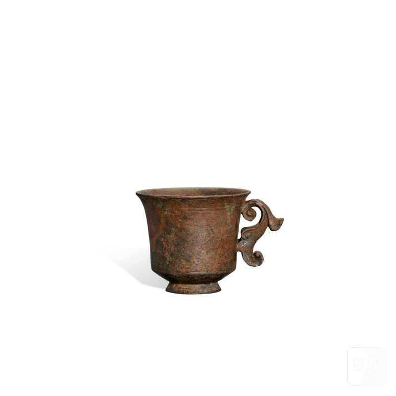 A bronze incised ‘Jivajivaka’ cup, Tang dynasty | 唐 銅刻共命鳥小盃 - 图2